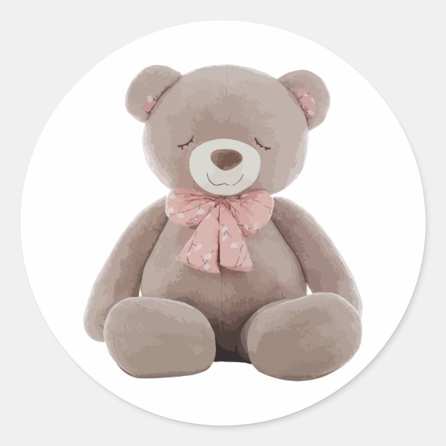 Bear Pink Classic Round Sticker (Front)