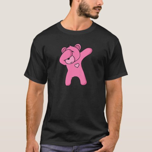 Bear Pink Dance Bear Dab Party Dancing Bear Teddy T_Shirt