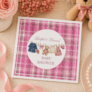 Bear Pink Preppy Luxury Baby Shower Napkins