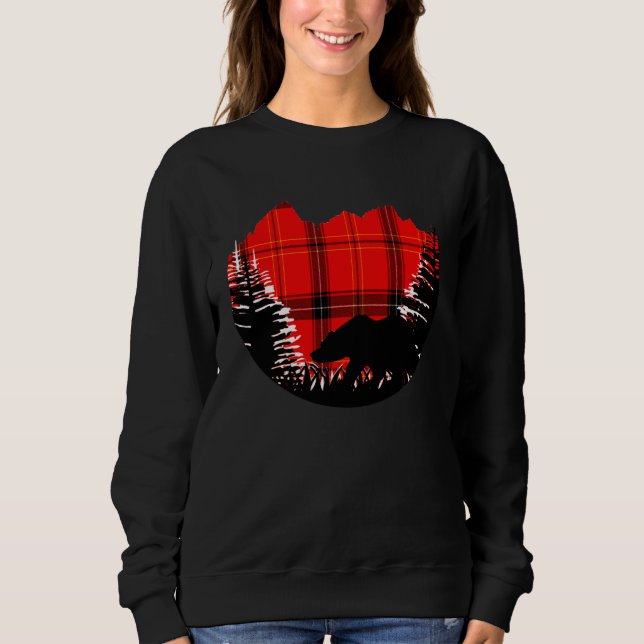 Bear Plaid Buffalo Tartan Camping Sweatshirt (Front)