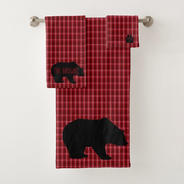 Bear Plaid Cabin Style Towel Set (Insitu)