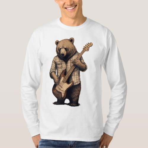 Bear Playing Bass Guitar Bear Guitarist Music Love T_Shirt