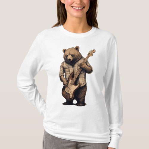 Bear Playing Bass Guitar Bear Guitarist Music Love T_Shirt