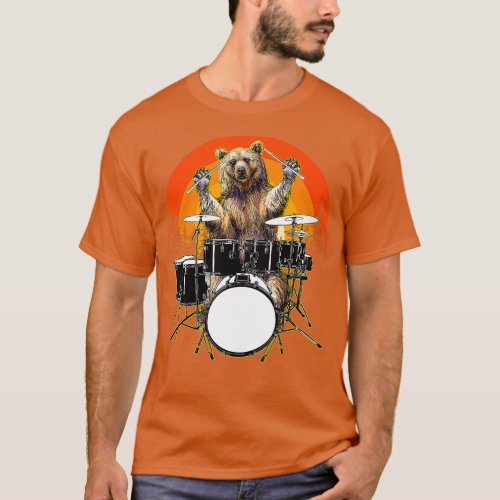 Bear Playing Drums For Drum Lover And Musical Drum T_Shirt
