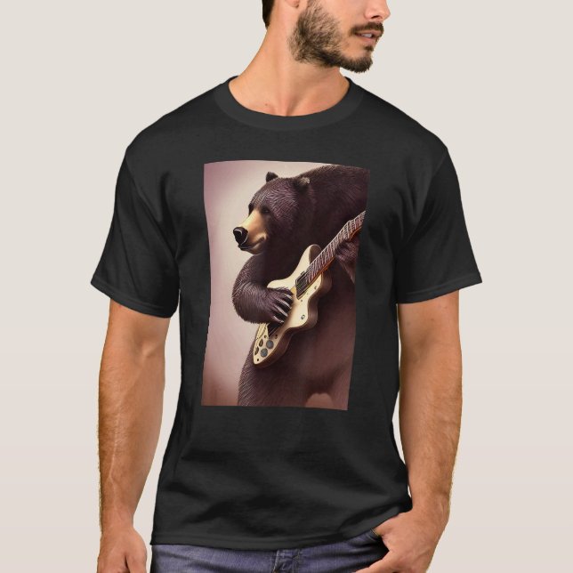 Bear playing guitar music rocking out and shreddin T-Shirt (Front)
