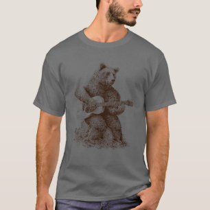 Bear Playing Guitar Players Music Gift Dad Rock N T-Shirt