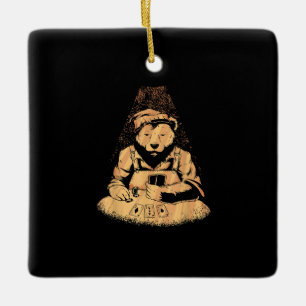 Bear Poker Player Playing Cards Lucky Gambler Ceramic Ornament