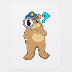 Bear Police officer Magnifying glass Baby Blanket