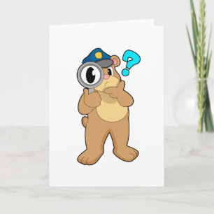 Bear Police officer Magnifying glass Card