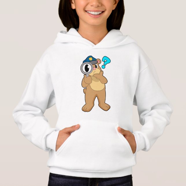 Bear Police officer Magnifying glass Hoodie (Front)