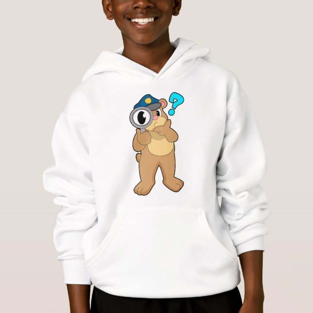 Bear Police officer Magnifying glass Hoodie (Front)