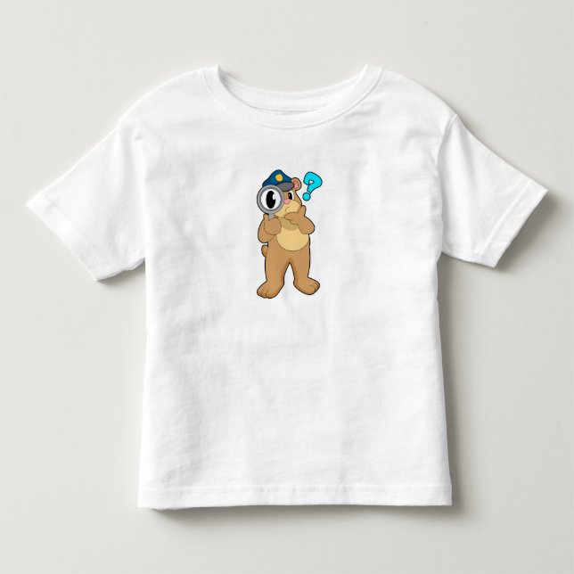 Bear Police officer Magnifying glass Toddler T-shirt (Front)