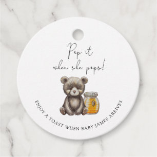 Bear Pop it when she pops baby shower Favor Tags