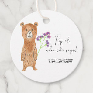 Bear Pop it when she pops baby shower Favor Tags