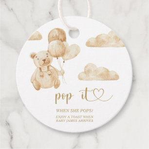 Bear Pop it when she pops baby shower Favor Tags
