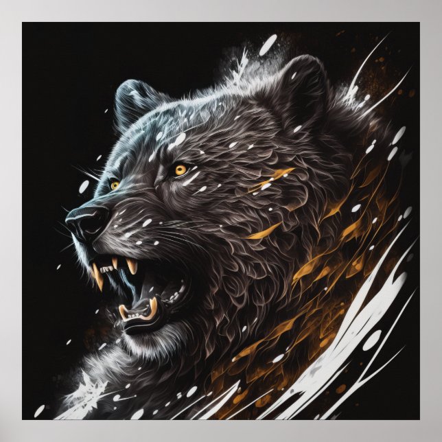 Bear Portrait Animal Painting Adventure Wildlife Poster (Front)