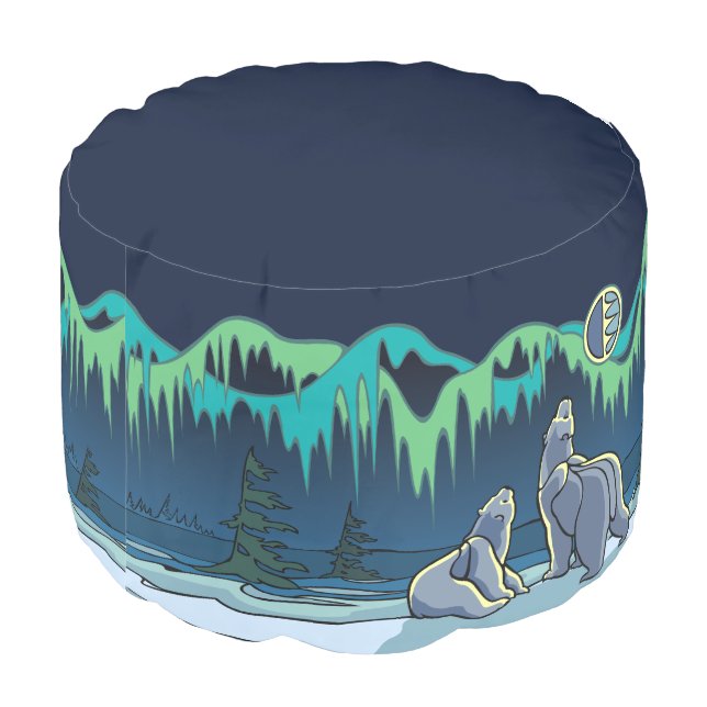 Bear Pouf Polar Bear Ottoman Aurora Bears Pillow (Angled Back)