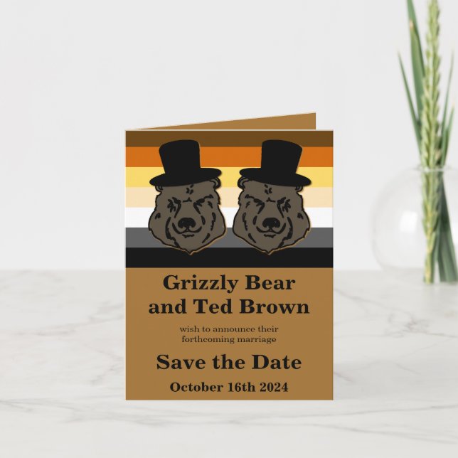 Bear Pride Bears Wedding Save The Date Notecard (Front)