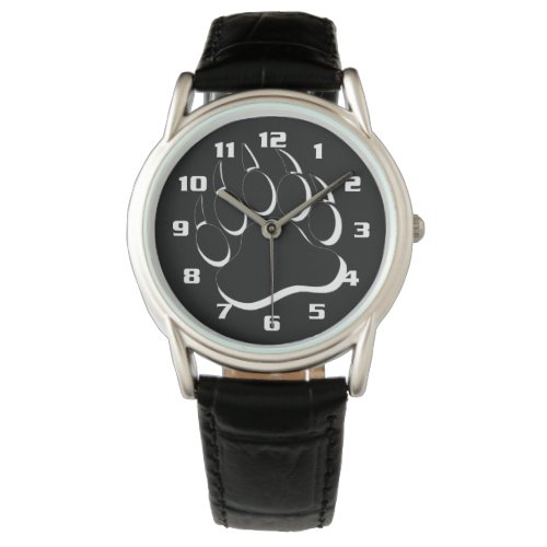 Bear Pride Black and White Bear Paw Watch