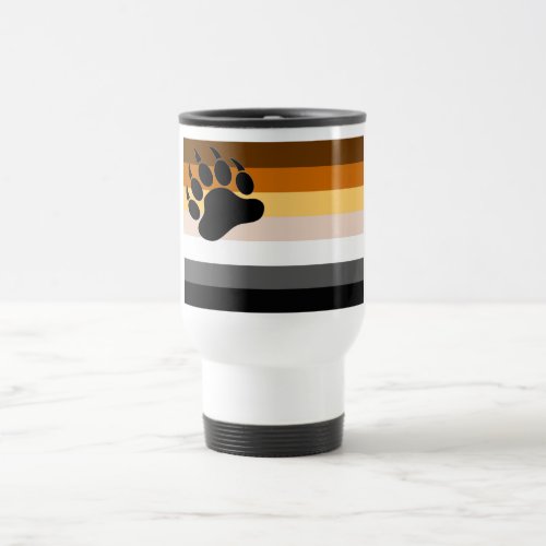 Bear Pride Colors Flag Black Paw Travel Mug