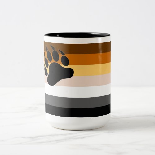 Bear Pride Colors Flag Black Paw Two_Tone Coffee Mug