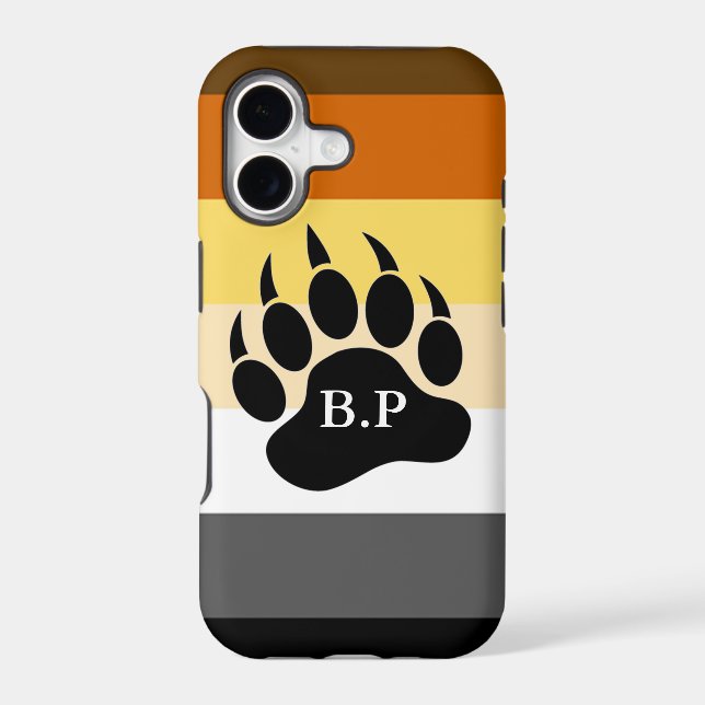 Bear Pride Colors Monogram Bear Paw Iphone Case (Back)
