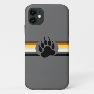Bear Pride colors stripes and Bear Paw iPhone 11 Case