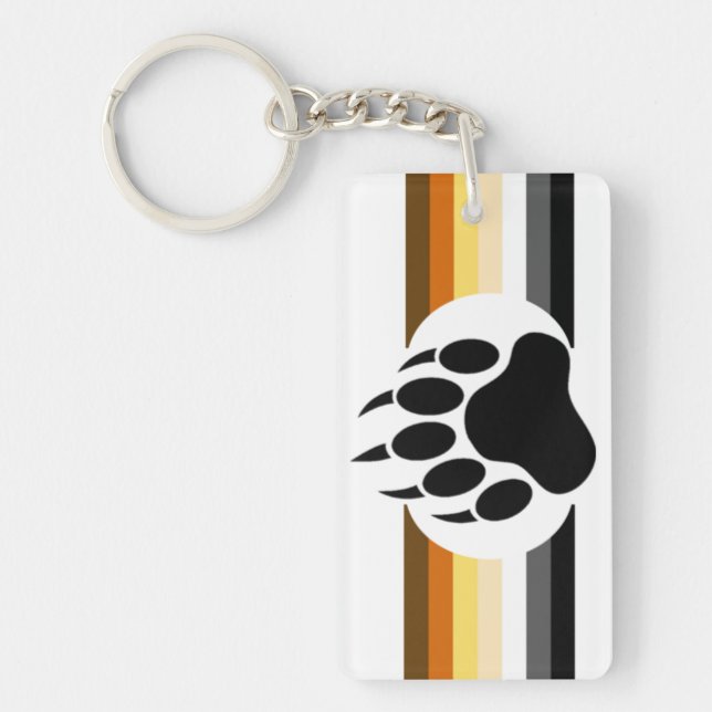 Bear Pride colors stripes and Bear Paw Keychain (Front)