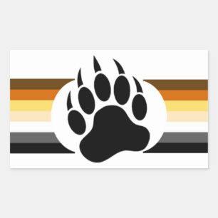 Bear Pride colors stripes and Bear Paw Rectangular Sticker