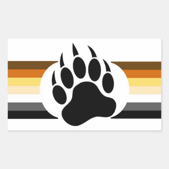 Bear Pride colors stripes and Bear Paw Rectangular Sticker (Front)