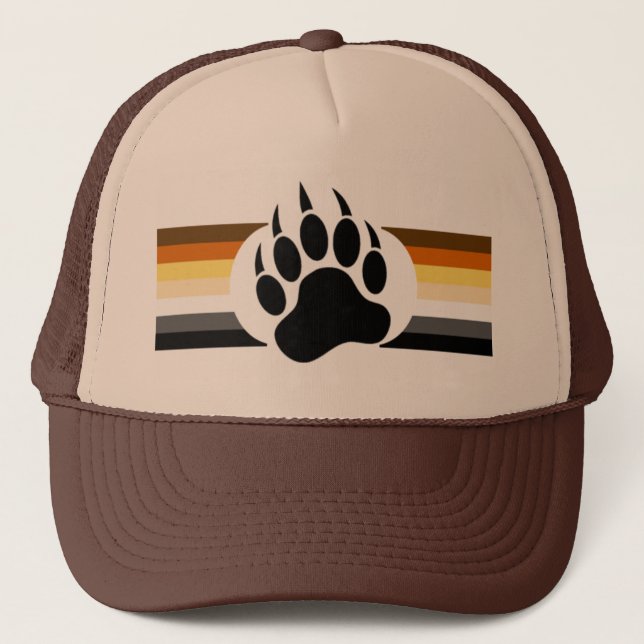 Bear Pride colors stripes and Bear Paw Trucker Hat (Front)