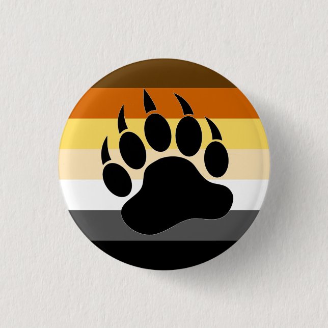 Bear Pride colors stripes Bear Paw Button (Front)