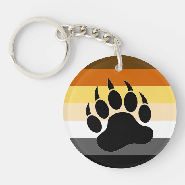 Bear Pride colors stripes Bear Paw Keychain (Front)