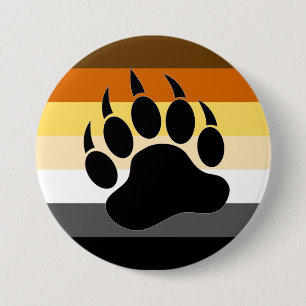 Bear Pride colors stripes Bear Paw Pinback Button