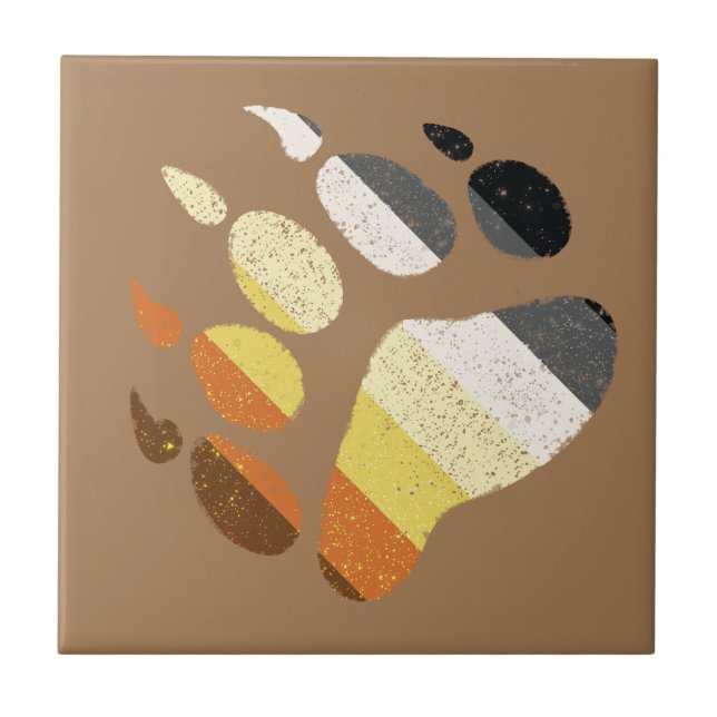 Bear Pride Distressed Paw Ceramic Tile (Front)