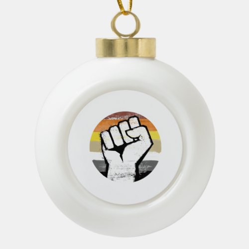 Bear Pride Fist Circle Print Ceramic Ball Christmas Ornament