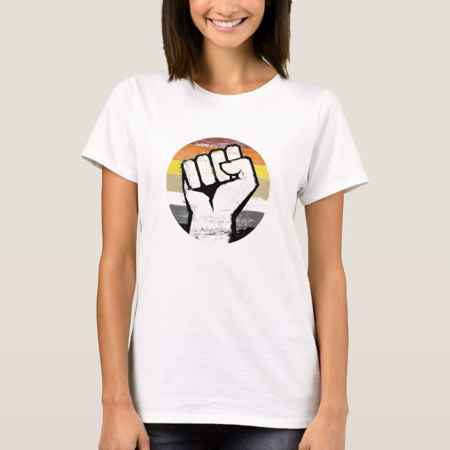 Bear Pride Fist Circle Print T-Shirt (Front)