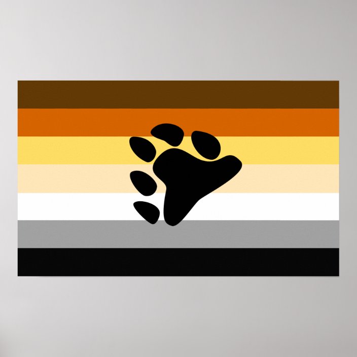 Bear Pride Flag And Paw Poster 