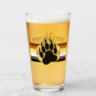 Bear Pride Flag Bear Paw Glass