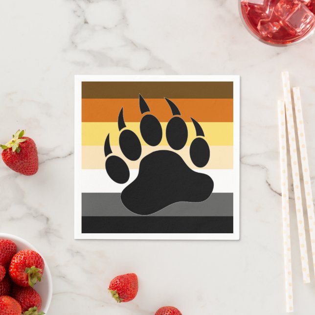 Bear pride flag bear Paw Glass Coaster Napkins (Insitu)