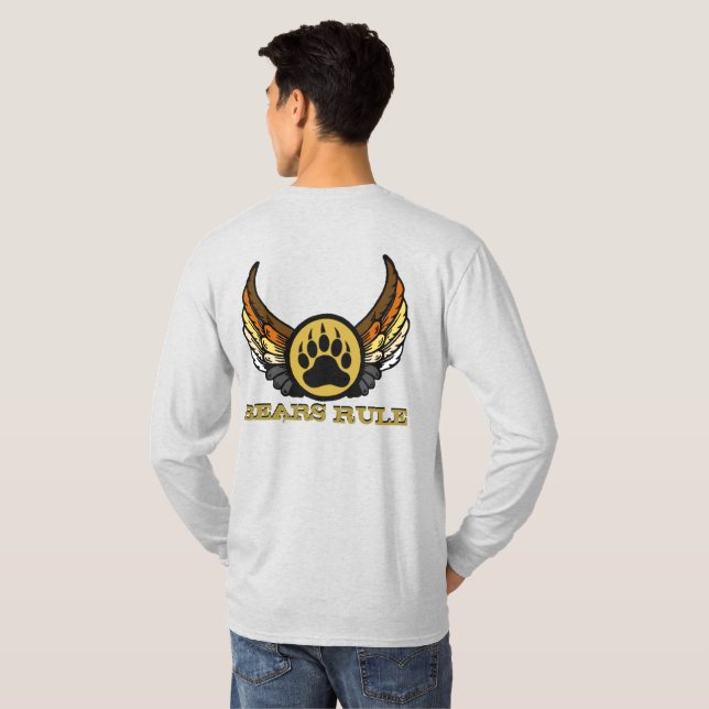 Bear Pride Flag Bears Rule Paw Wings T-Shirt (Back Full)