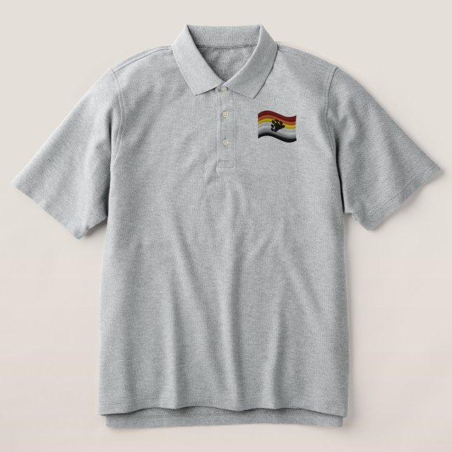 Bear Pride Flag Embroidered Polo Shirt (Design Front)