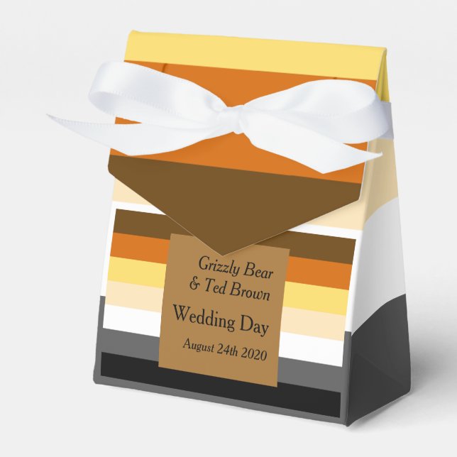 Bear Pride Flag Gold Gay Wedding Favor Box (Front Side)