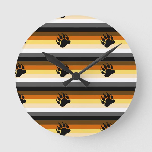Bear Pride Flag Round Clock (Front)