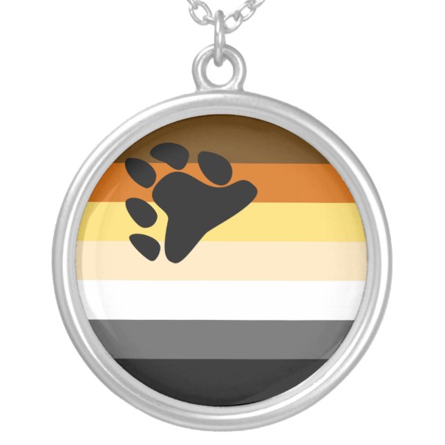 Bear Pride Flag Silver Plated Necklace (Front)