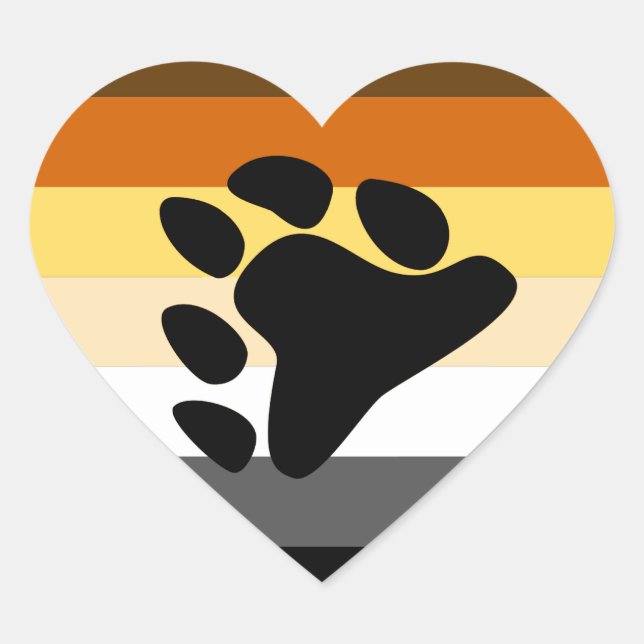 BEAR PRIDE FLAG STRIPES DESIGN HEART STICKER (Front)