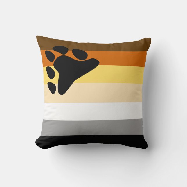 Bear Pride Flag Throw Pillow (Front)