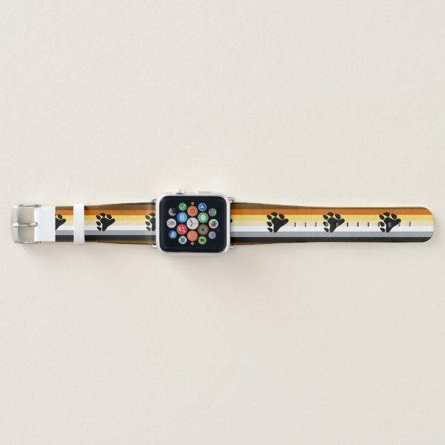 Bear Pride Flag with Paw Apple Watch Band (Front)