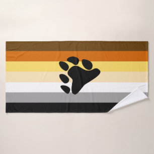 Bear Pride Flag with Paw Bath Towel