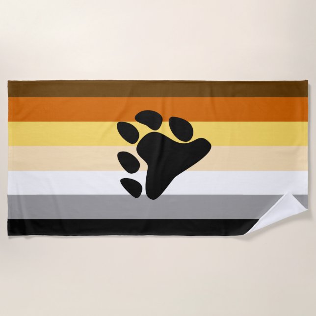 Bear Pride Flag with Paw Beach Towel (Front)